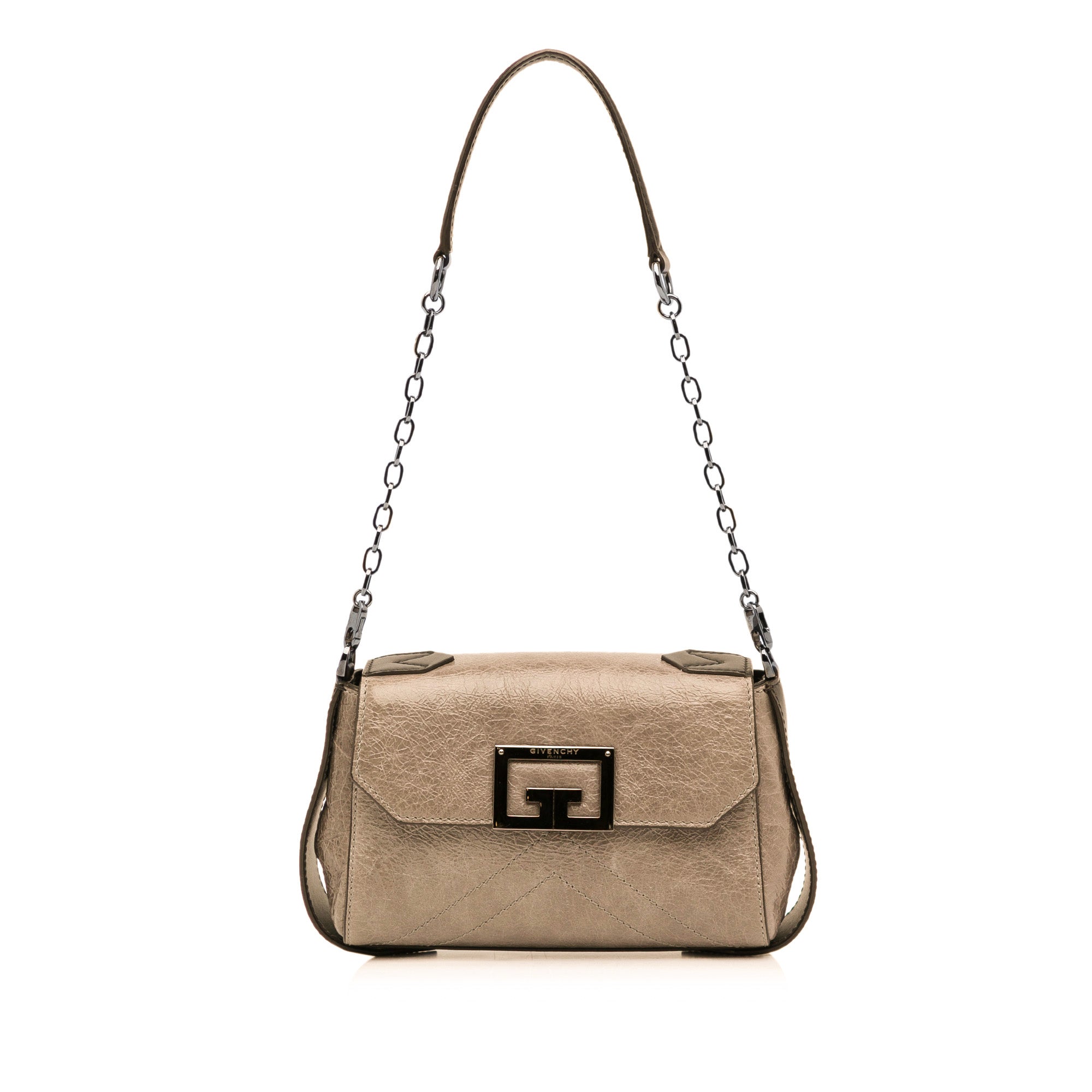 image of Taupe Givenchy Small Crinkled Calfskin ID Pouch Satchel