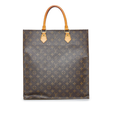 Used Brown Louis Vuitton Authentic Sac Plat Top Handle Tote Bag