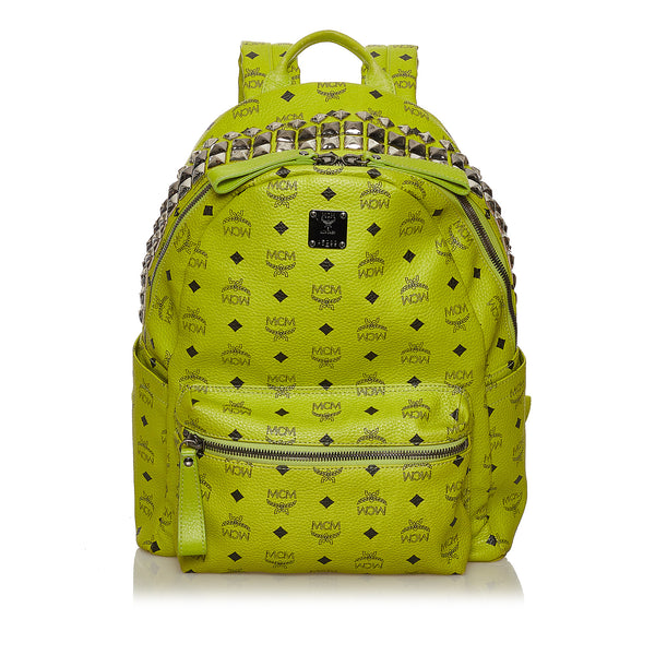 Green MCM Visetos Stark Leather Backpack Bag