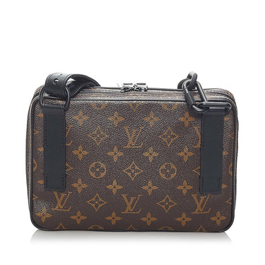 Louis Vuitton Brown Monogram Utility Front Bag Black Leather Cloth