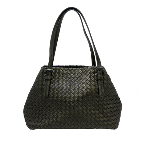 Bottega Veneta Clasp Flap Shoulder Bag Leather with Intrecciato