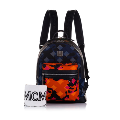 MCM Blue/Red Leather Backpack