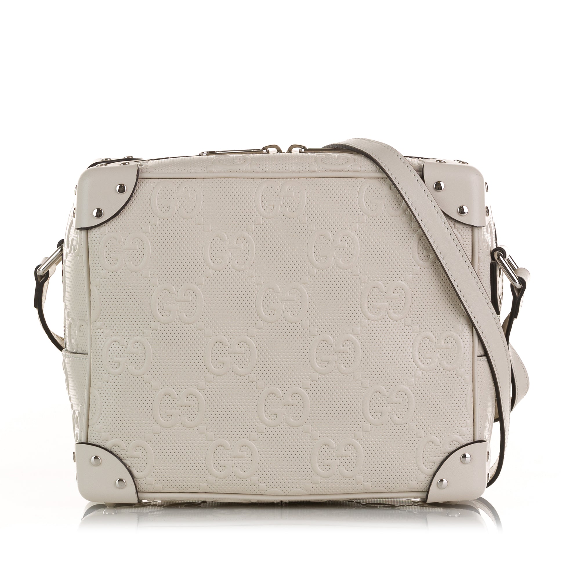 image of White Gucci GG Embossed Perforated Square Bag