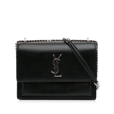 Saint Laurent Medium Sunset Monogram Leather Shoulder Bag - Black