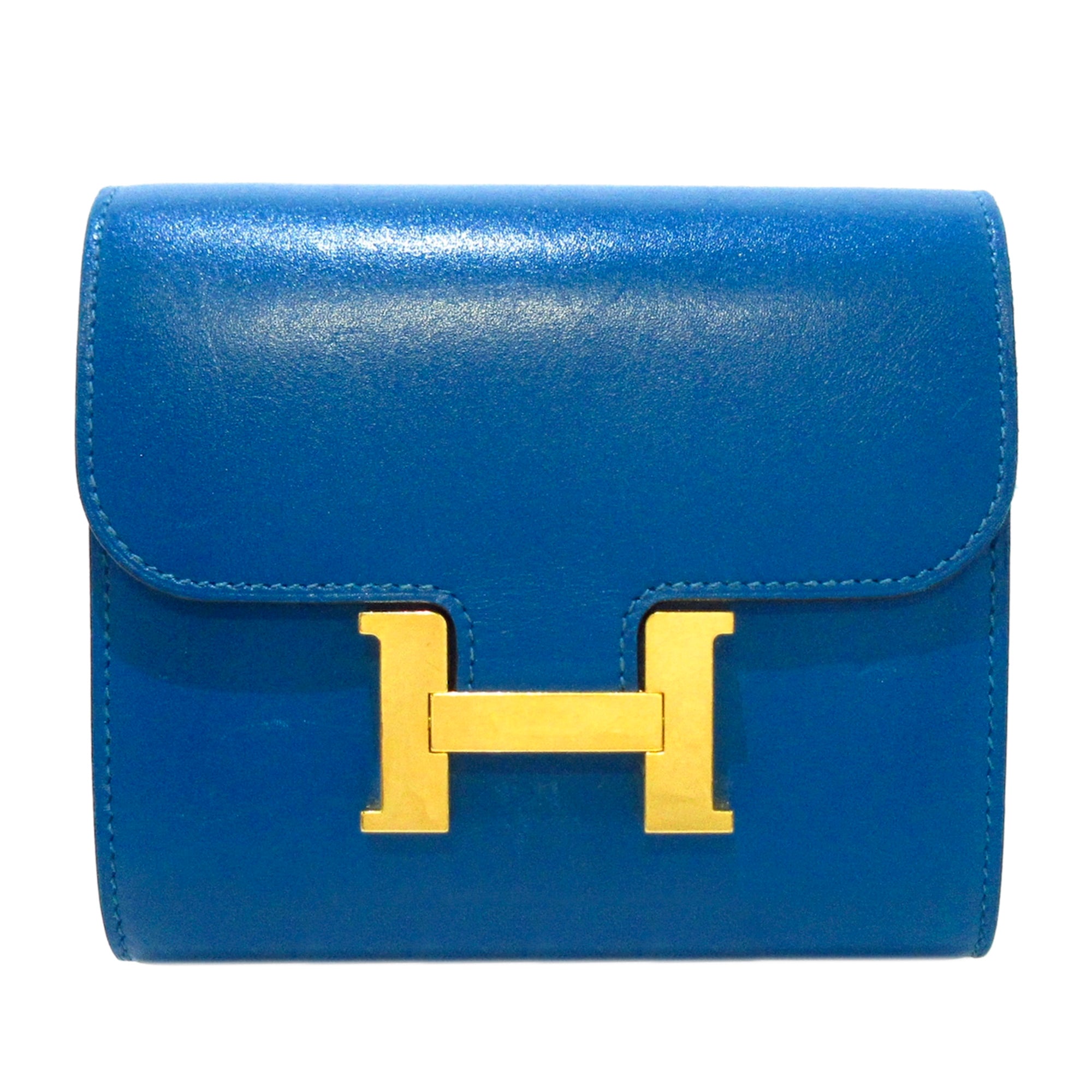 Image of Blue Hermes Constance Compact Wallet