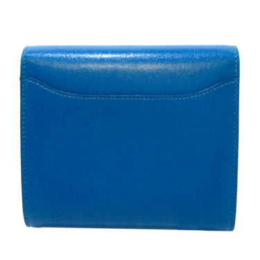Hermes Constance Compact Wallet Bifold Blue Unisex
