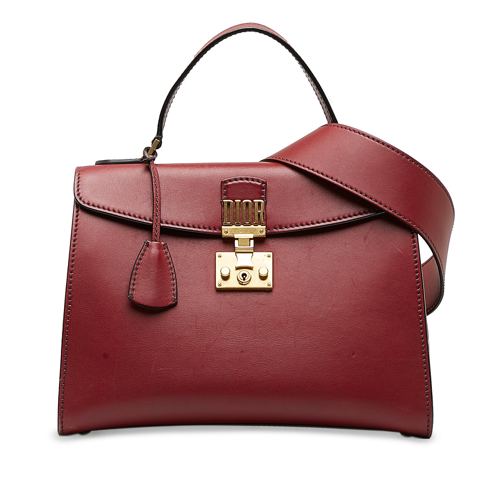 Image of Red Dior DiorAddict Top Handle Bag Satchel