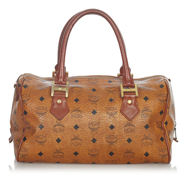 MCM Vintage Large Visetos Boston Bag - Brown Handle Bags, Handbags -  W3047790