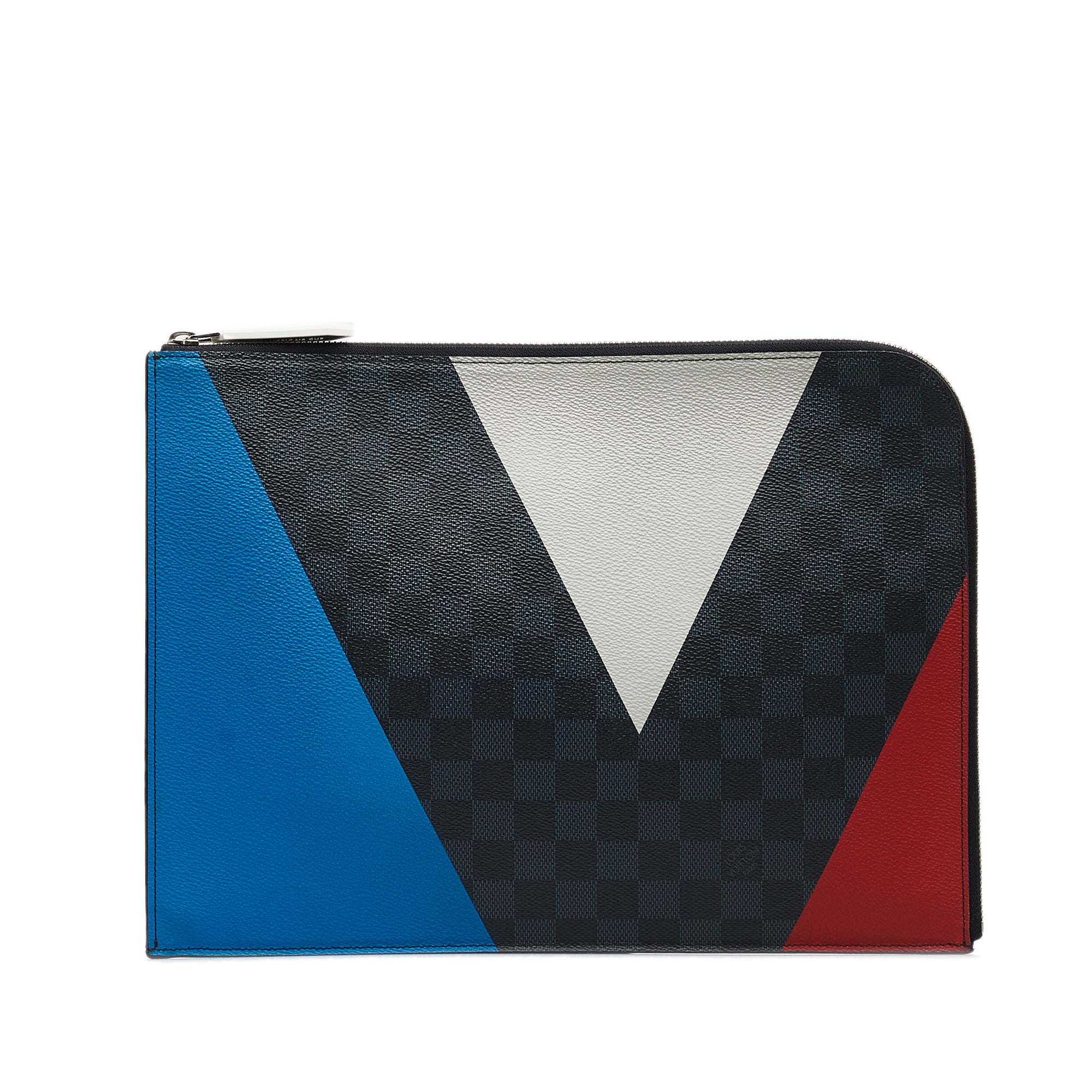 image of Blue Louis Vuitton Damier Cobalt Americas Cup Pochette Jour GM Clutch Bag