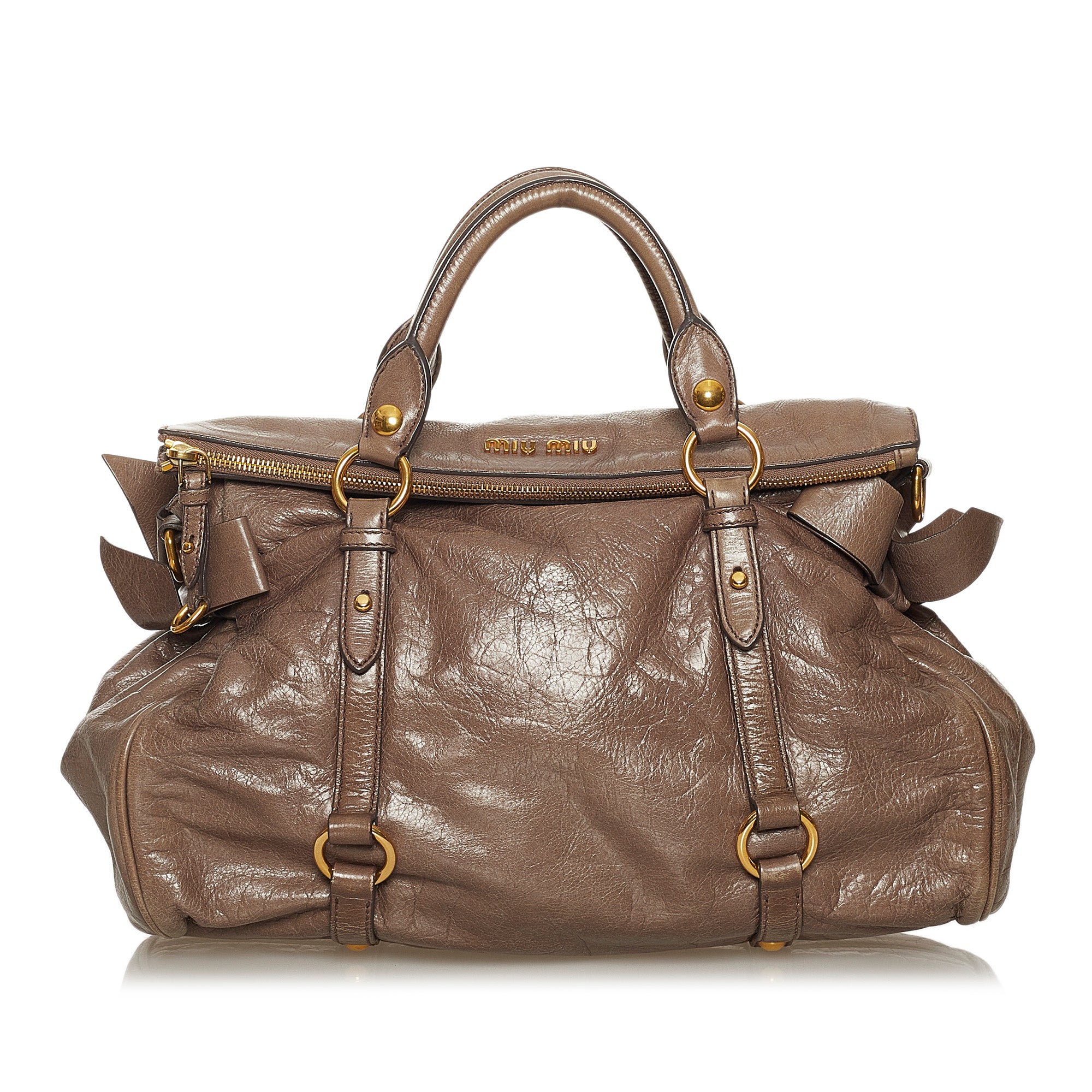 MIU MIU Vitello Lux Leather Bow Satchel