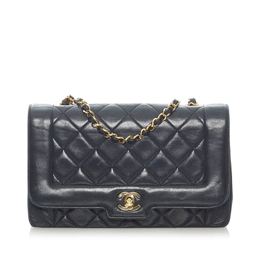 Black Chanel Diana Flap Lambskin Leather Crossbody Bag – Designer