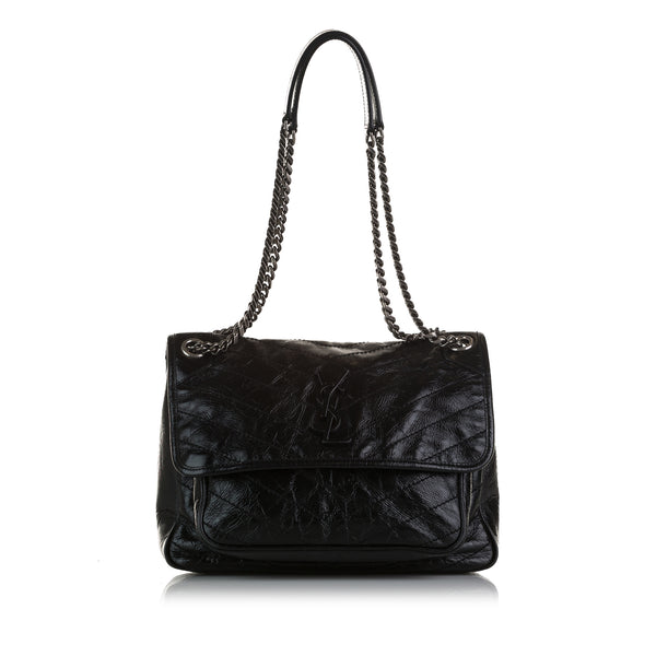 Saint Laurent Black Leather Babylone SHW Top Handle Bag