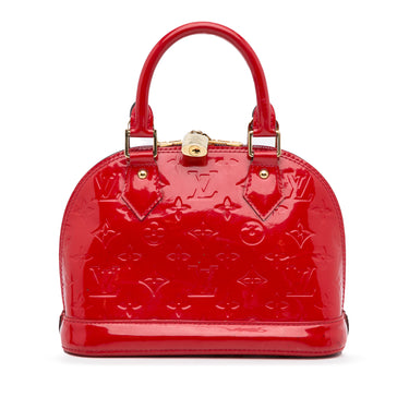 Louis Vuitton Alma Bb Monogram Vernis Satchel Shoulder Bag Red