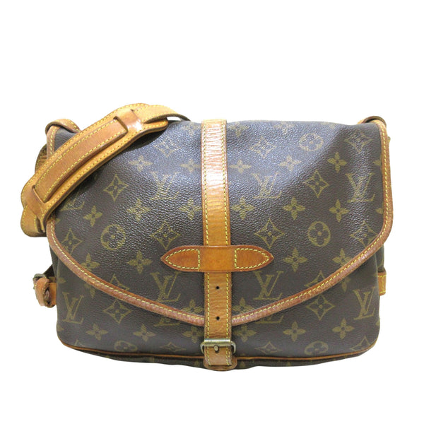 Vintage LV Louis Vuitton Monogram Saumur 30 Crossbody Shoulder Bag Brown  M42256