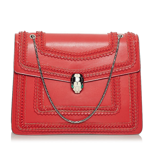 Red Bvlgari Serpenti Forever Leather Shoulder Bag – Designer Revival