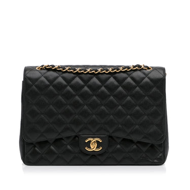 Blue Chanel Jumbo Classic Caviar Double Flap Shoulder Bag – Designer Revival