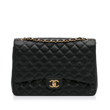 Black Chanel Maxi Classic Caviar Double Flap Shoulder Bag – Designer Revival