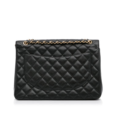 Chanel Dark Blue Quilted Lambskin Maxi Classic Single Flap