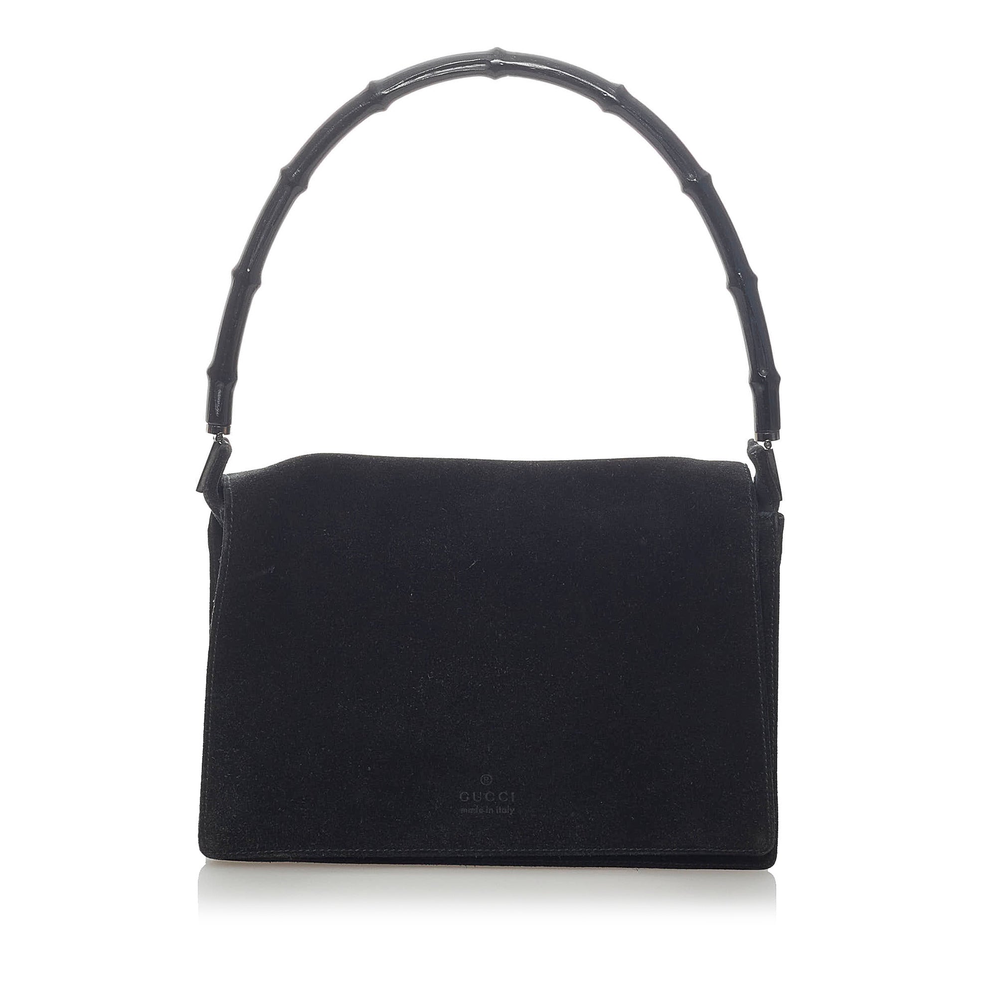 Gucci Black Suede Bag with Bamboo Handle