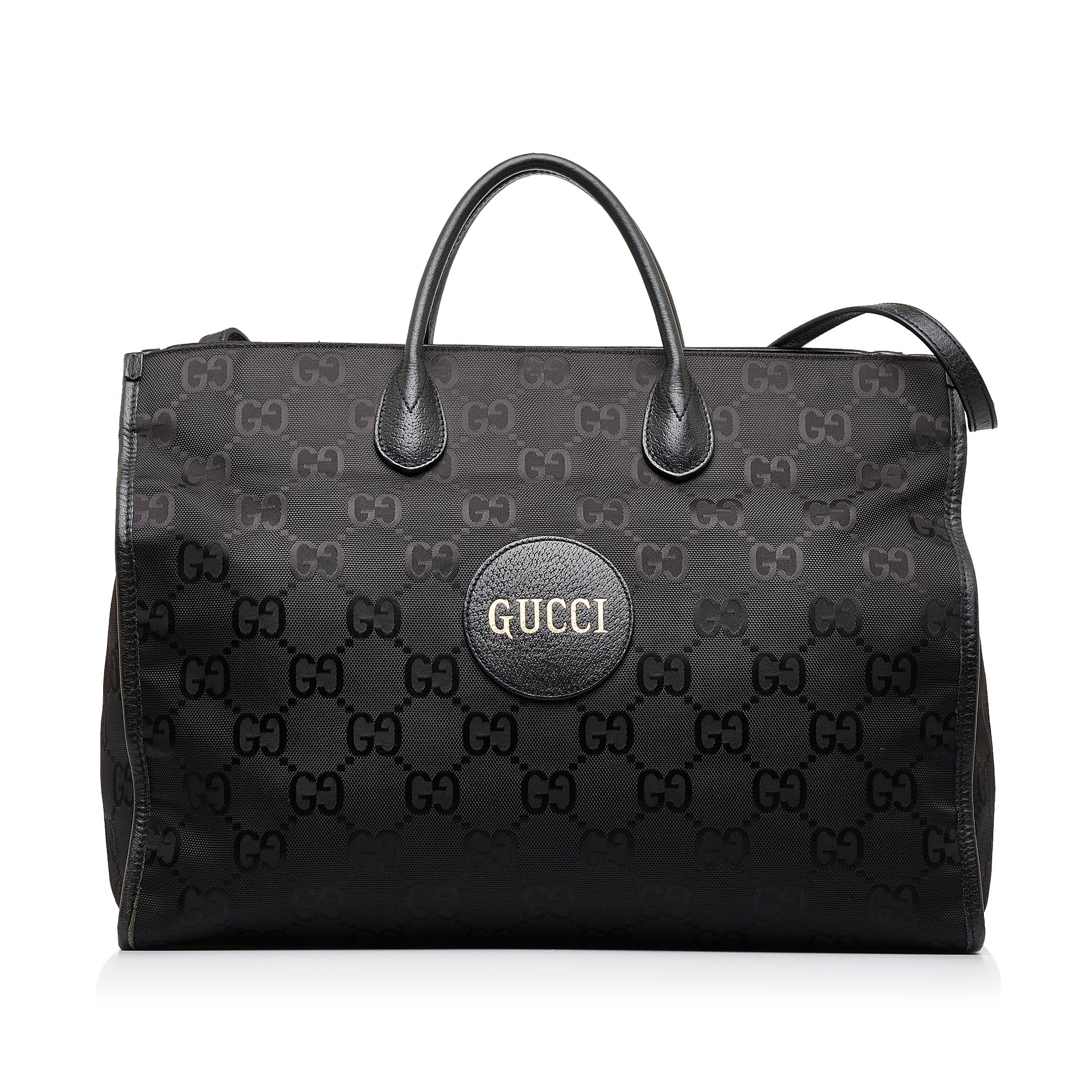 image of Black Gucci GG Econyl Off The Grid Convertible Tote Satchel