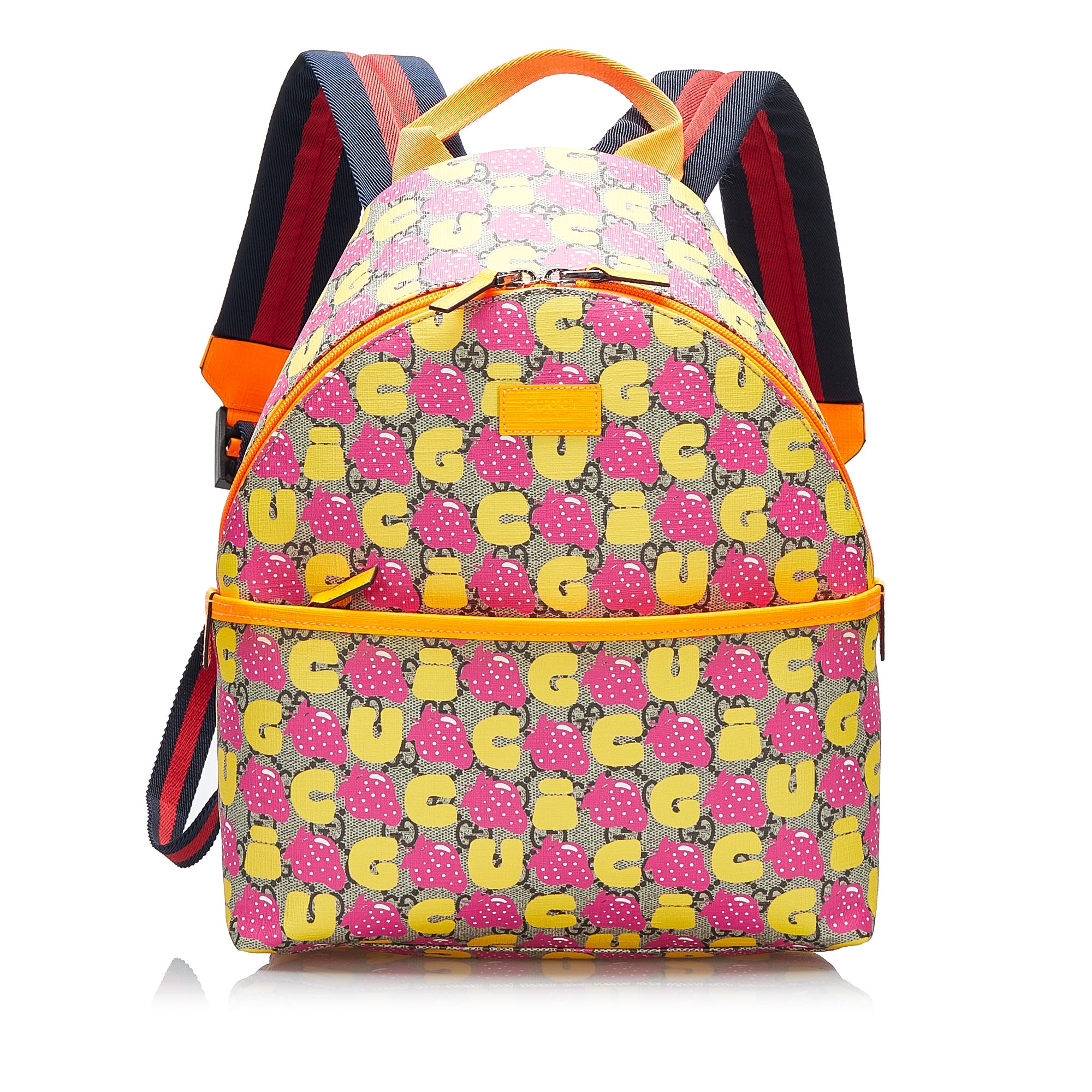 image of Pink Gucci GG Supreme Kids Strawberry Backpack