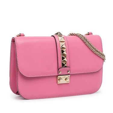 Pink Valentino Rockstud Flap Bracelet Leather Clutch bag