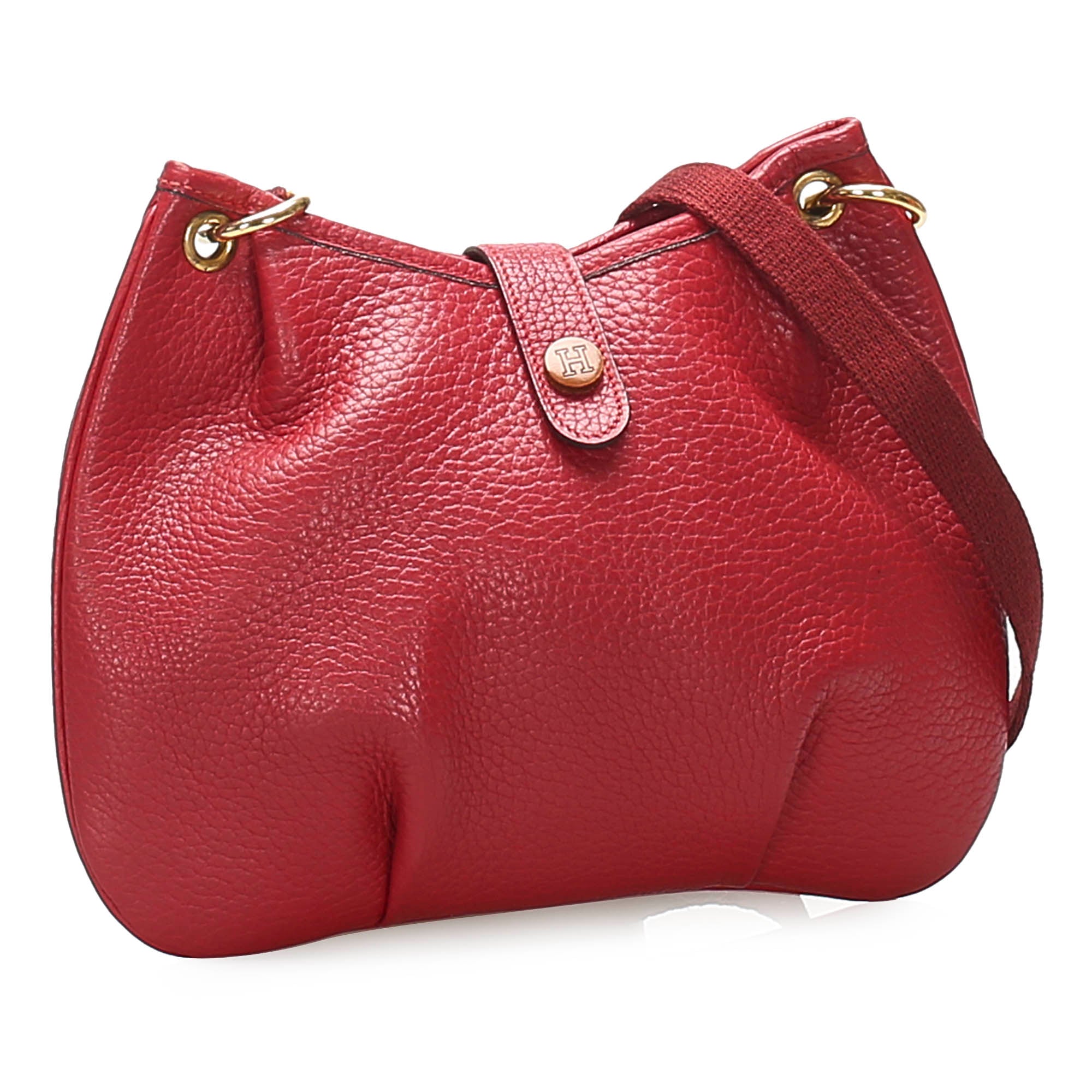 Red Hermes Rodeo Leather Shoulder Bag 