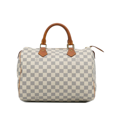 White Louis Vuitton Damier Azur Speedy 30 Boston Bag