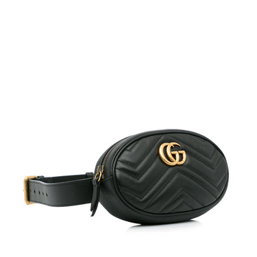 Gucci Black Matelassé Leather GG Marmont Belt Bag Gucci