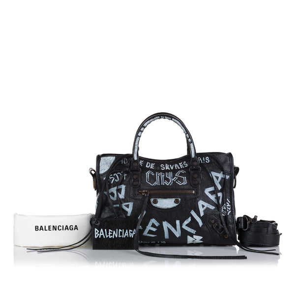 Balenciaga Classic City Graffiti Medium Black/White