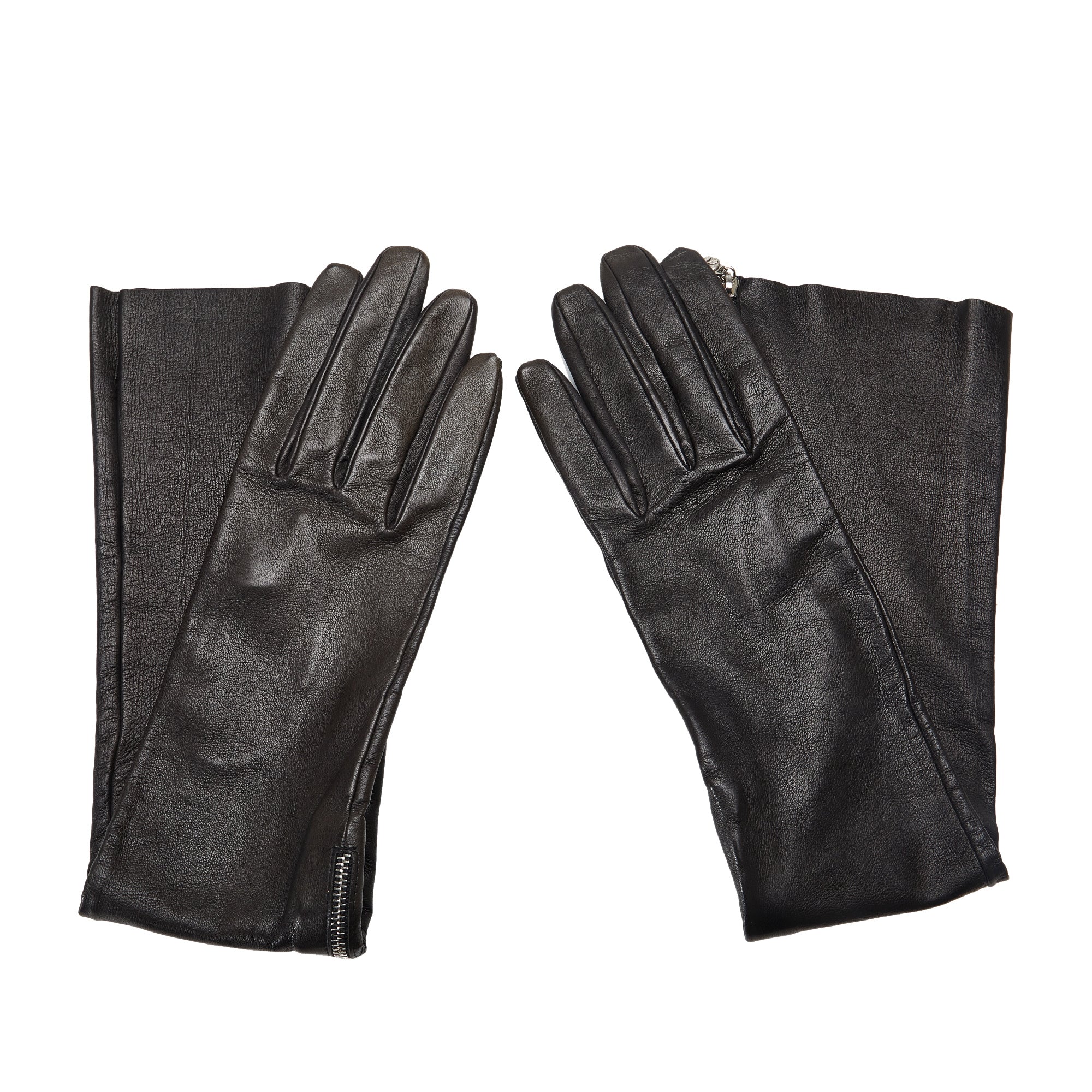 image of Black Chanel Camellia Lambskin Tall Gloves