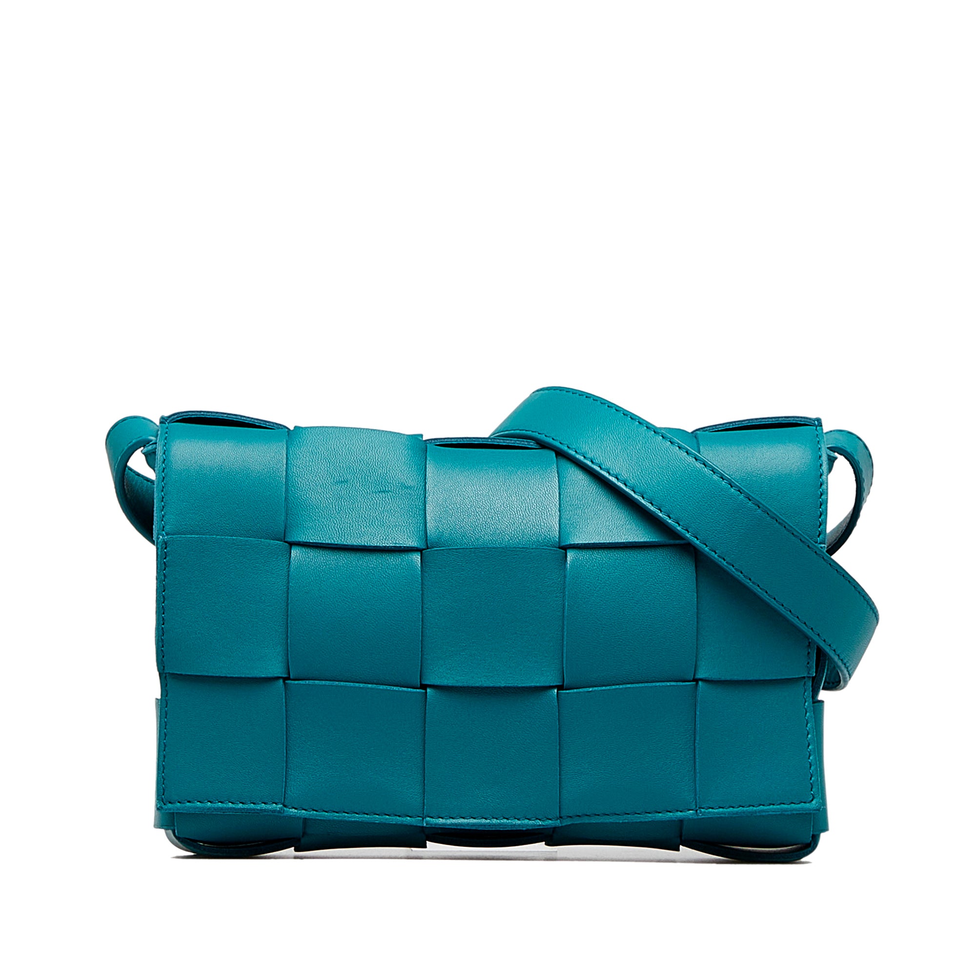 image of Blue Bottega Veneta Maxi Intrecciato Cassette Crossbody Bag