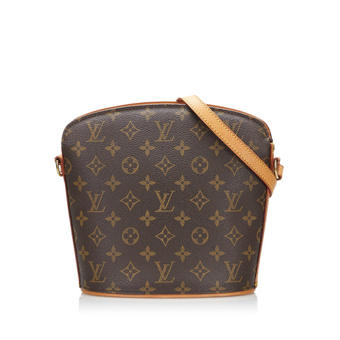 Sac à main Louis Vuitton Triana en toile damier ébène et cuir marron