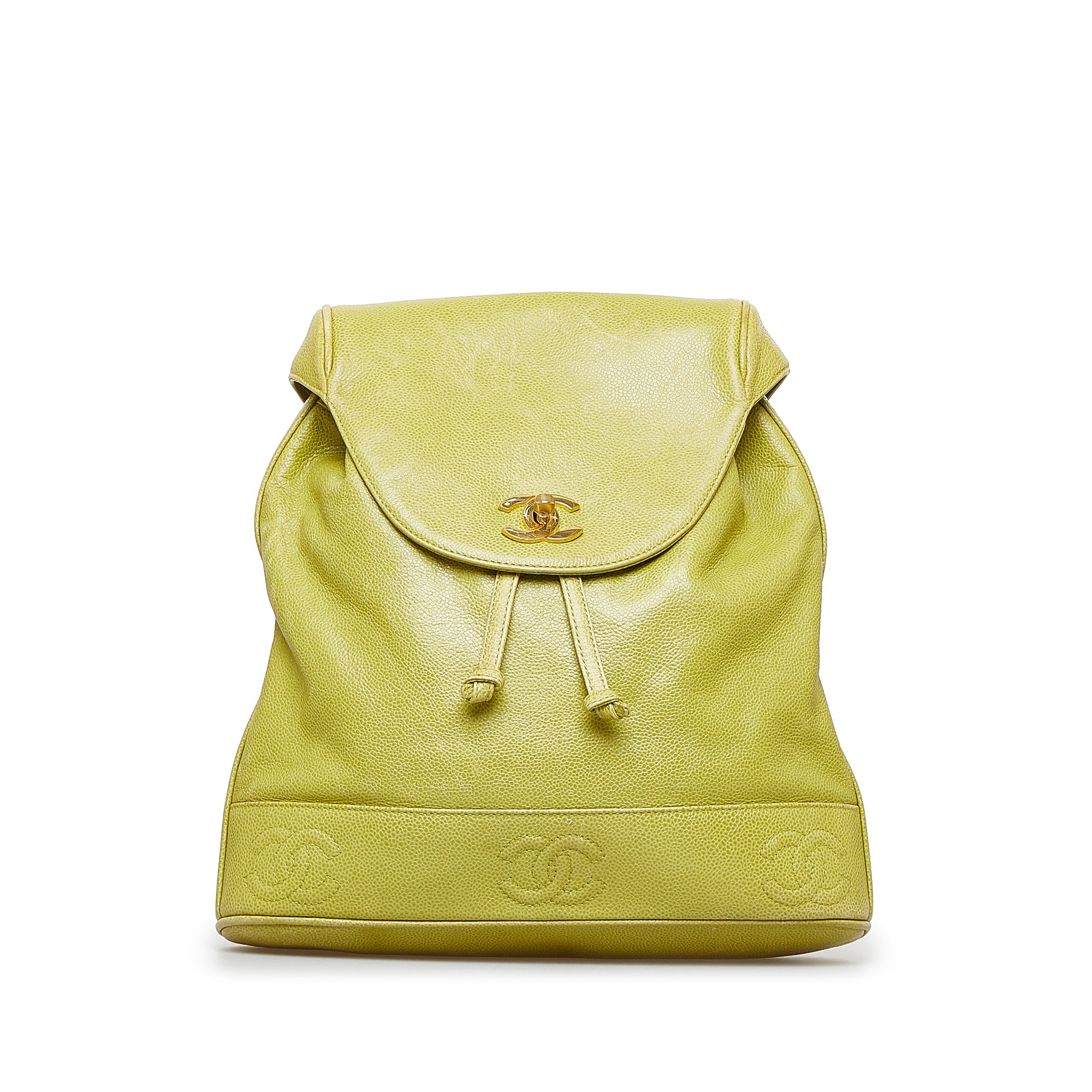 image of Green Chanel Caviar Triple CC Backpack