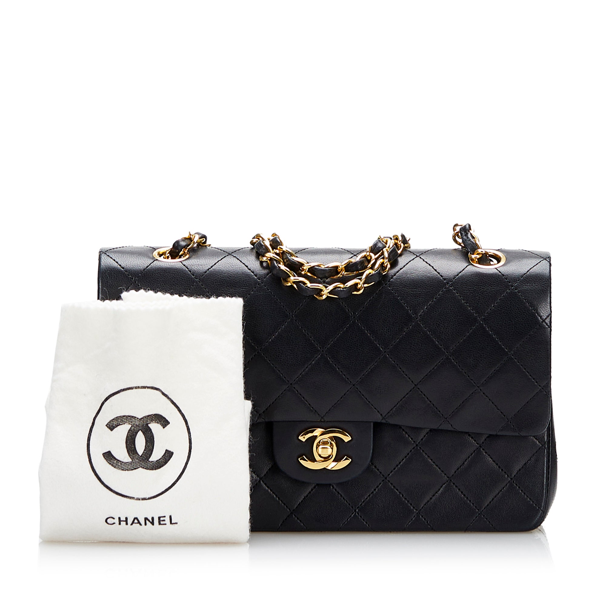 Black Chanel Medium Classic Lambskin Double Flap Bag – Designer Revival