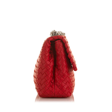 Red Bottega Veneta Intrecciato Olimpia Shoulder Bag