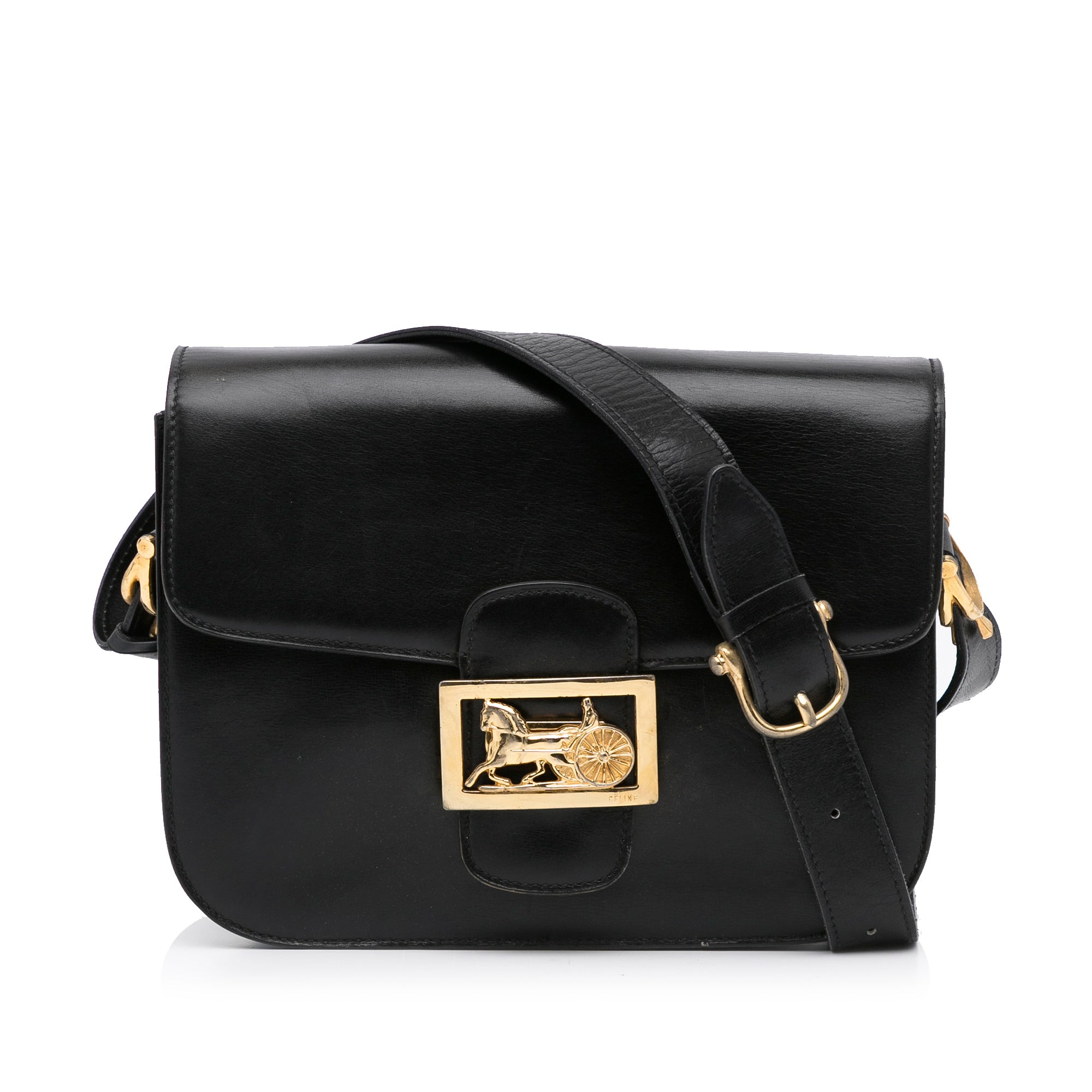 image of Black Celine Horse Carriage Shoulder Bag