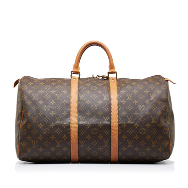 Louis Vuitton Keepall 50 Monogram Canvas Travel Bag Red