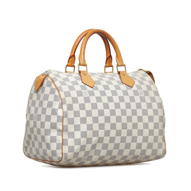 White Louis Vuitton Damier Azur Speedy 25 Boston Bag – Designer Revival