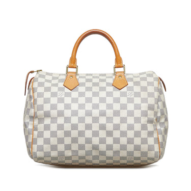 White Louis Vuitton Damier Azur Speedy 30 Boston Bag