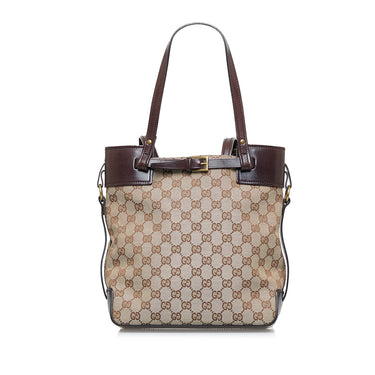 GUCCI Shoulder Bag 113013 Square type GG canvas/leather Brown