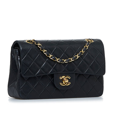 Vintage 1990s Chanel Lambskin Double Flap Bag - Black