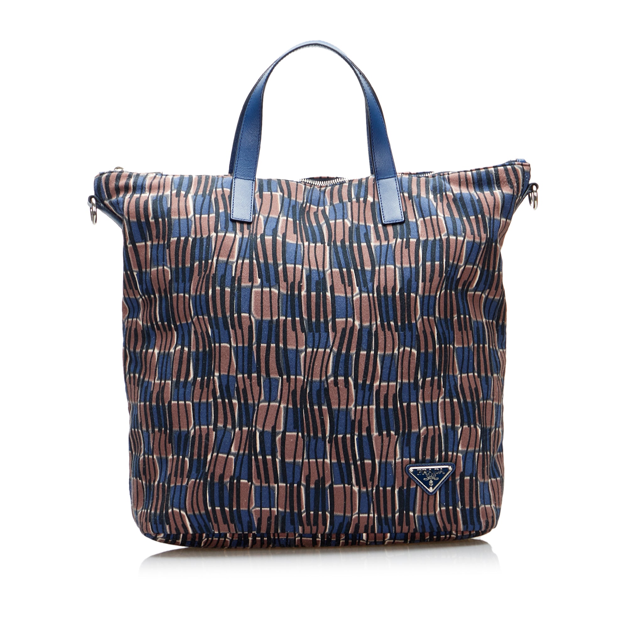 image of Blue Prada Tessuto Stampato Satchel