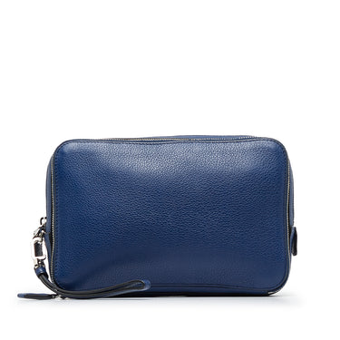 Prada Blue Saffiano Envelope Pushlock Clutch Navy blue Leather Pony-style  calfskin ref.999510 - Joli Closet