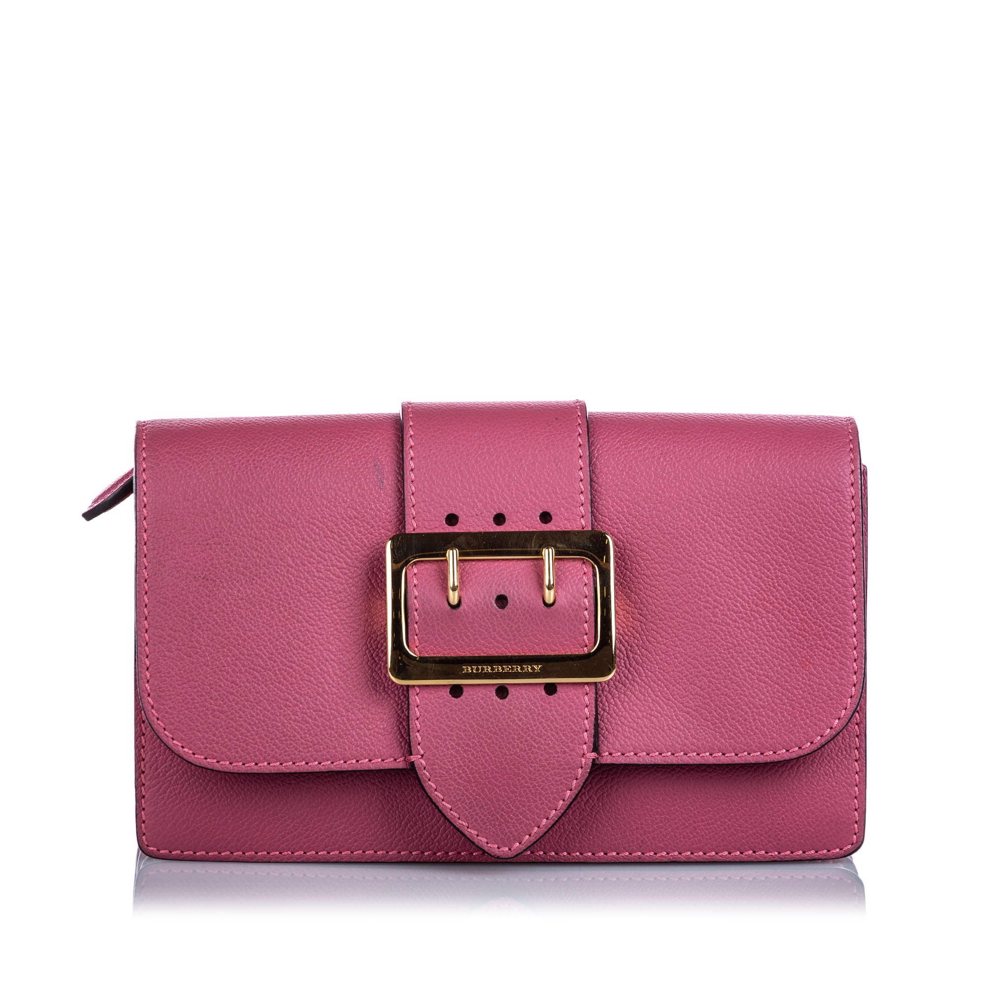 Pink Burberry Leather Buckle Crossbody Bag – Designer Revival