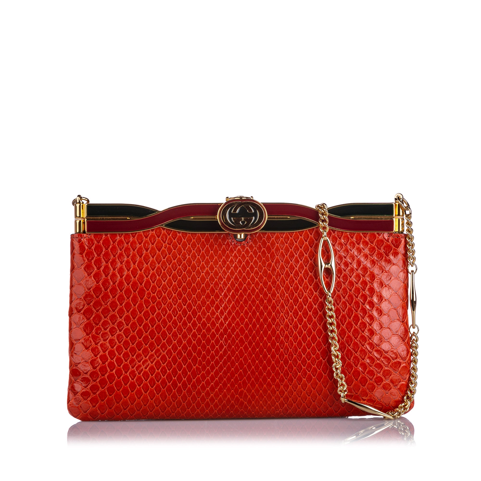 Red Gucci Broadway Snakeskin Evening Bag – Designer Revival