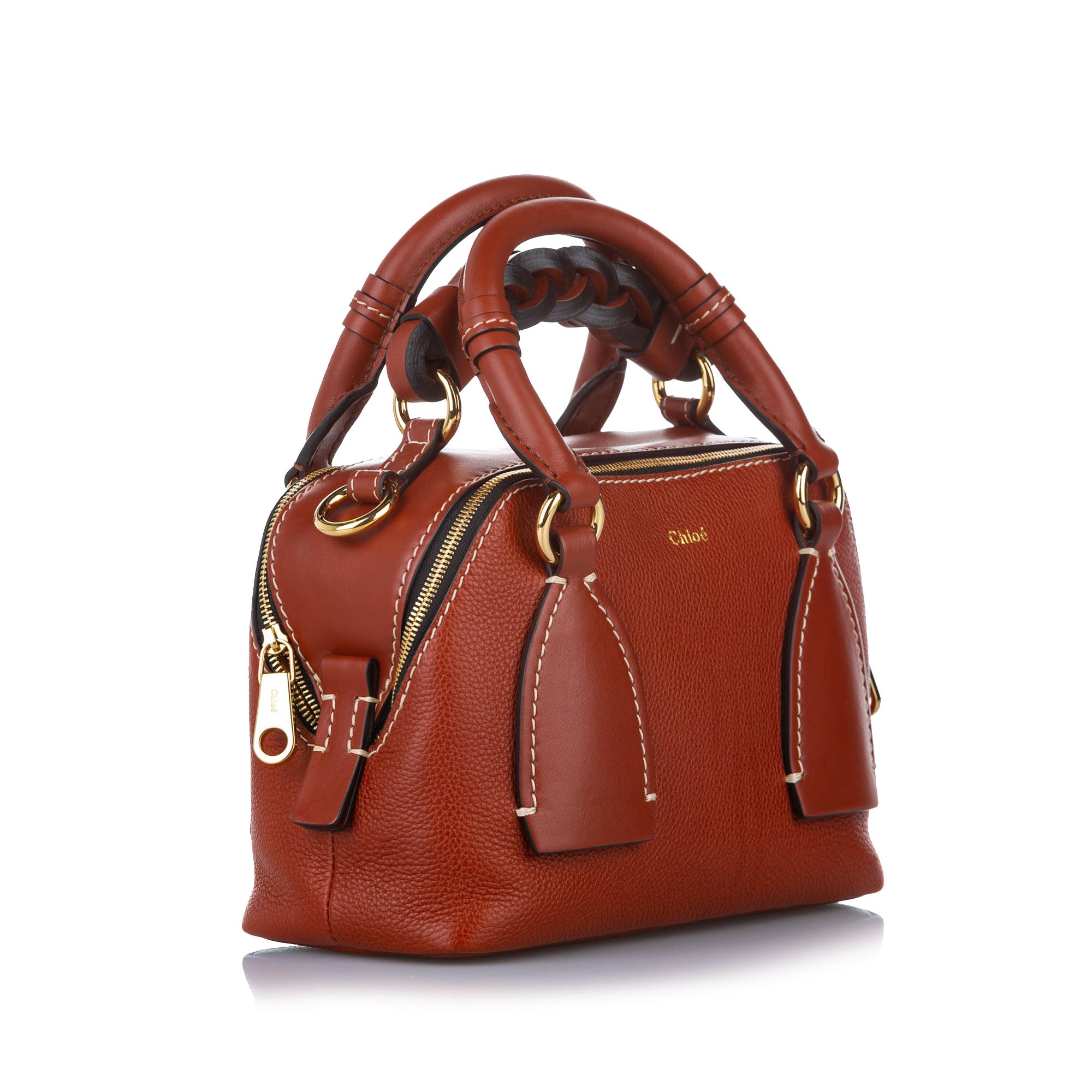 Red Small Daria Leather Satchel