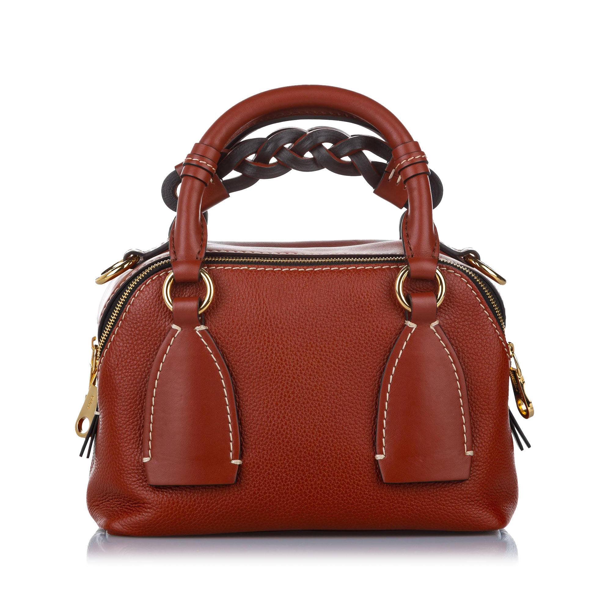 Red Small Daria Leather Satchel