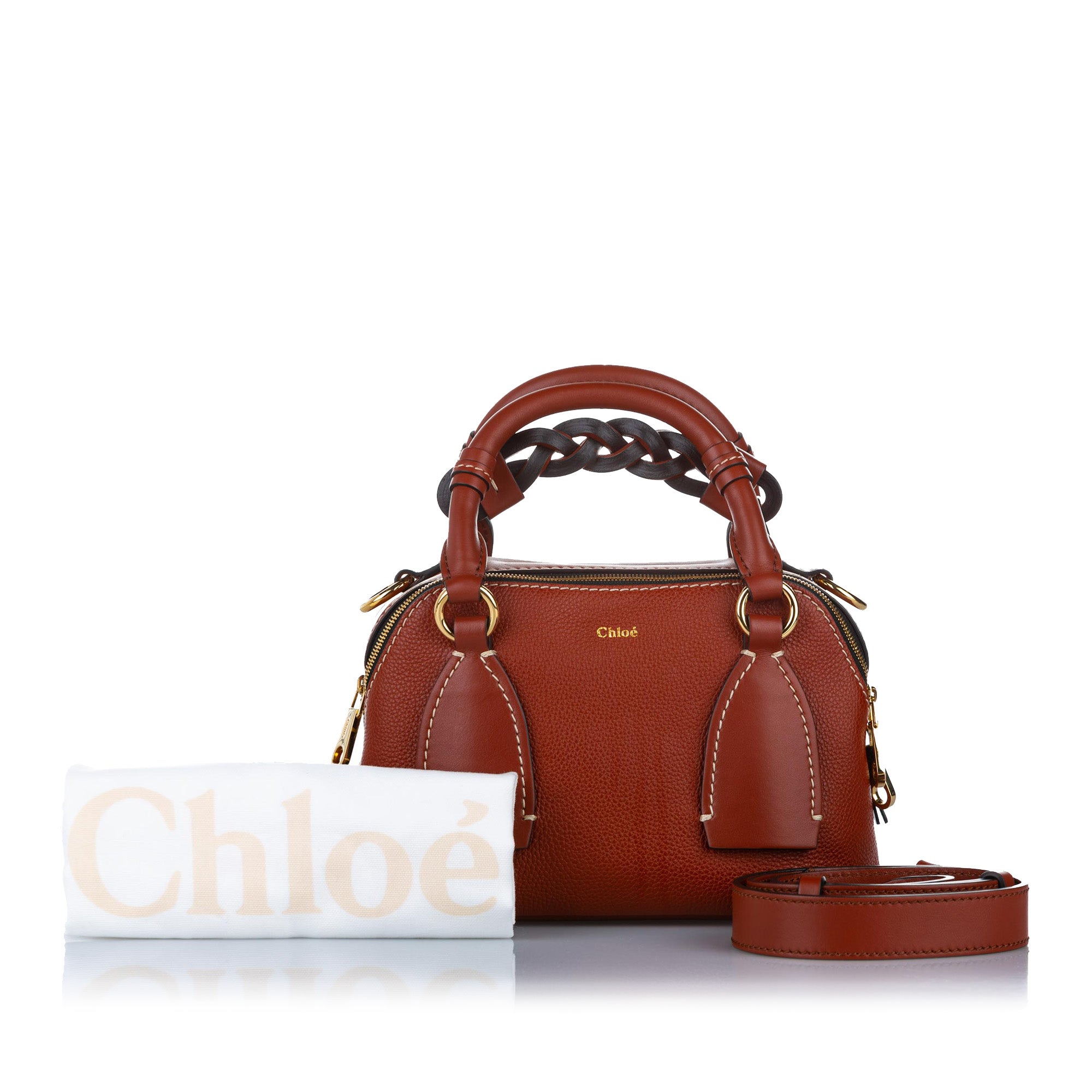 Red Small Daria Leather Satchel