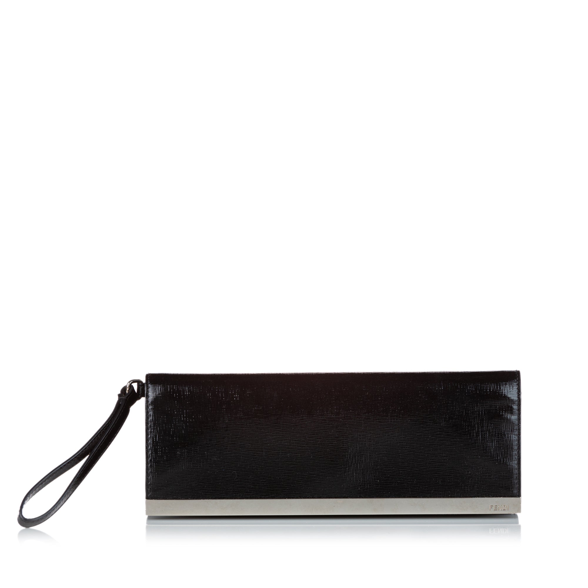 fendi black leather clutch